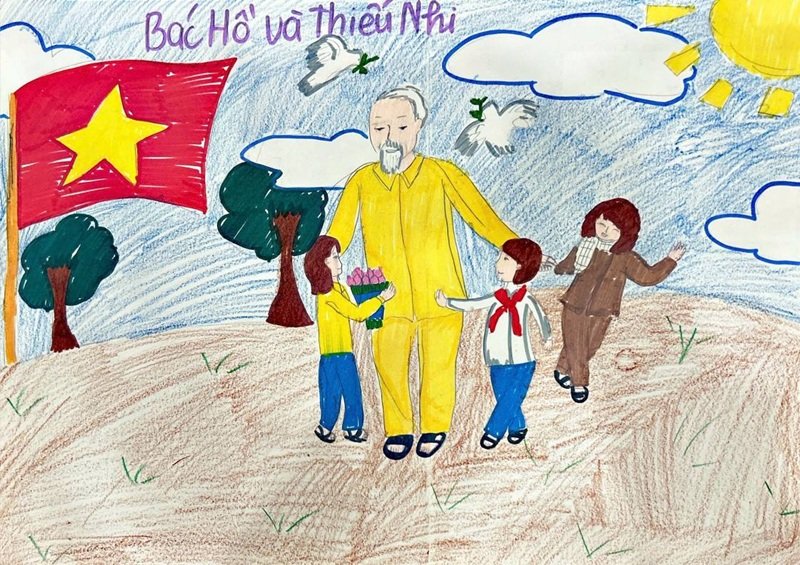 vẽ tranh Bác Hồ với thiếu nhi 21