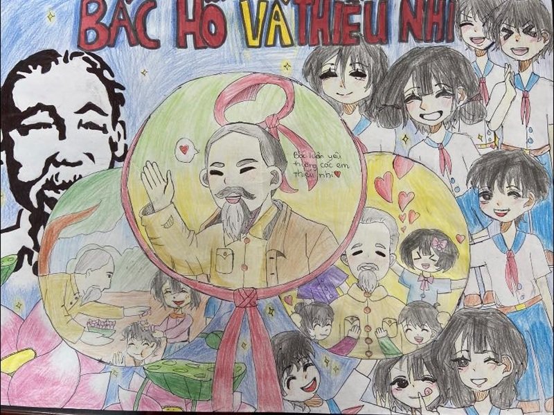 vẽ tranh Bác Hồ với thiếu nhi 26