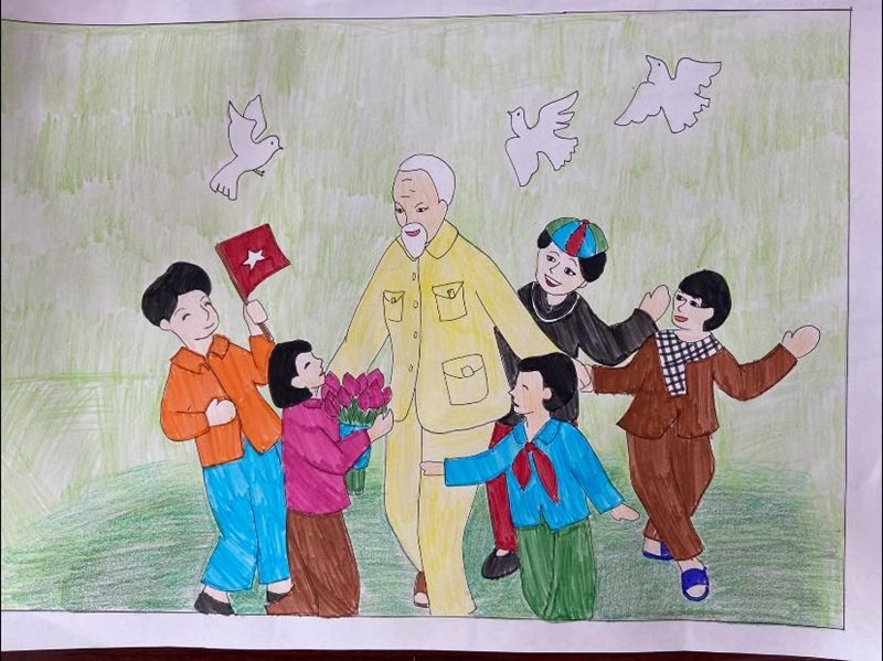 vẽ tranh Bác Hồ với thiếu nhi 33