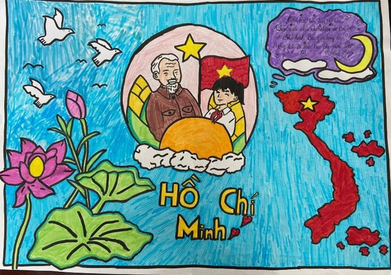 vẽ tranh Bác Hồ với thiếu nhi 35