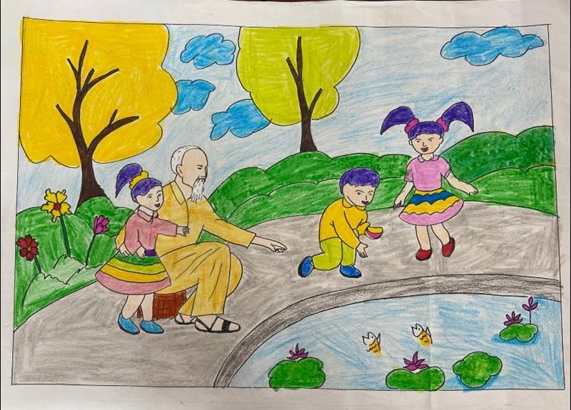 vẽ tranh Bác Hồ với thiếu nhi 39