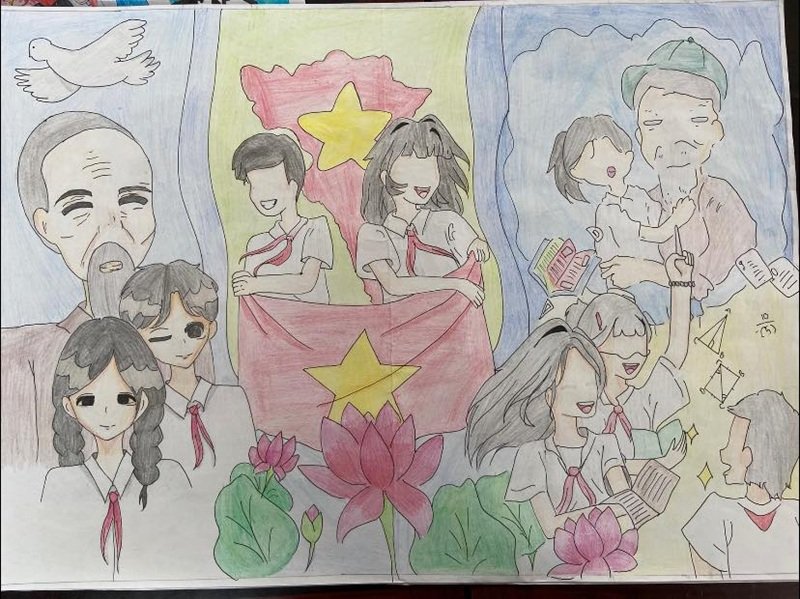 vẽ tranh Bác Hồ với thiếu nhi 40