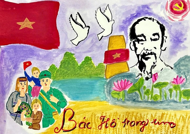 vẽ tranh Bác Hồ với thiếu nhi 9